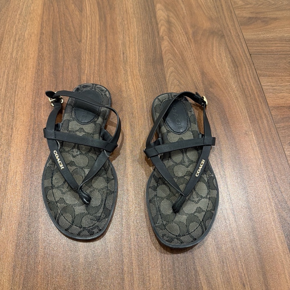Coach Black Strappy Sandals